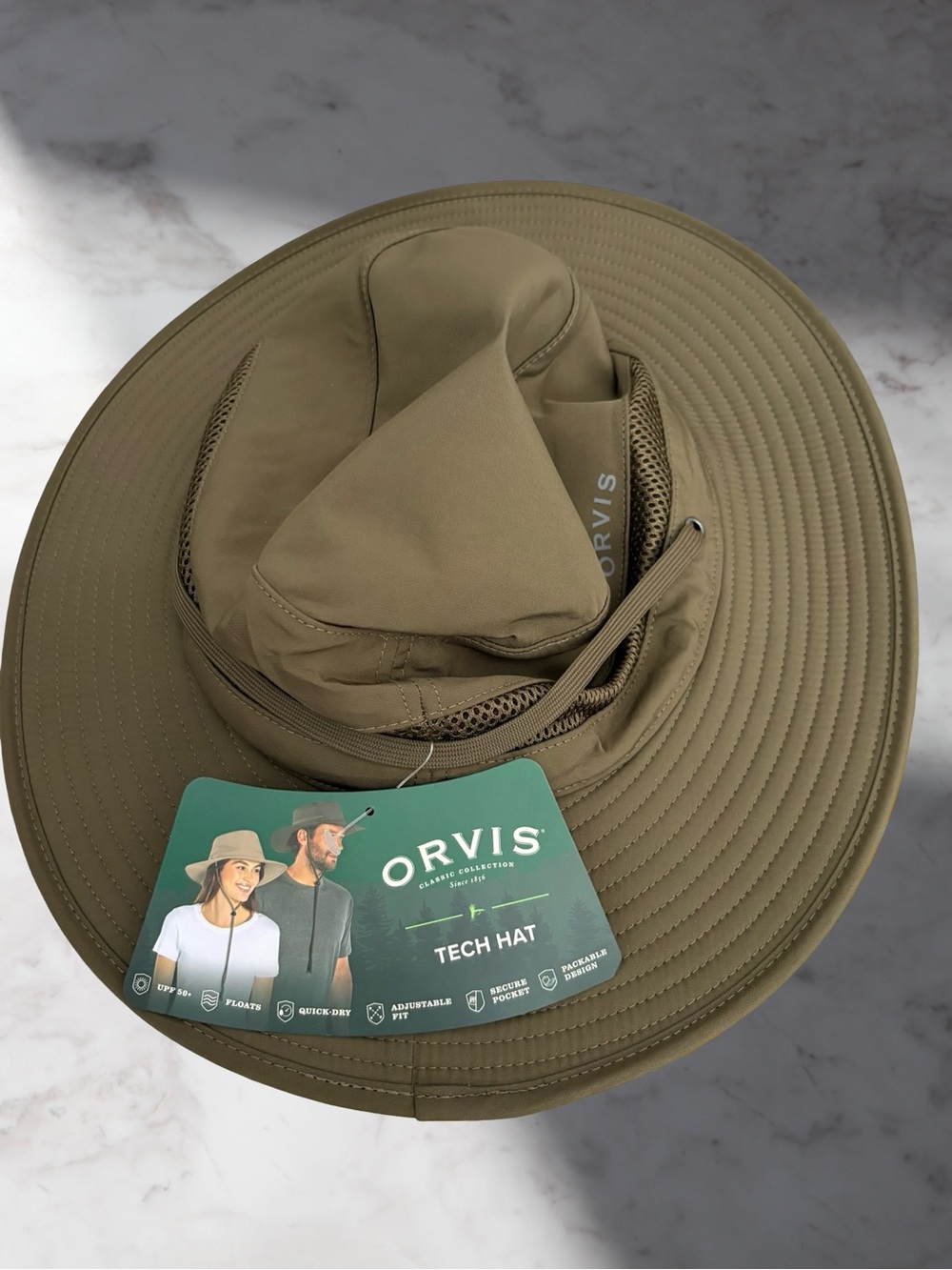 Orvis Men's Tech Hat in Green- Breathable Sun Hat - Picture 2 of 4